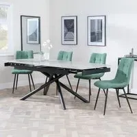 Apollo Extendable Dining Set with Corona Chairs - Grey, Green