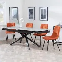 Apollo Extendable Dining Set with Corona Chairs - Grey, Orange