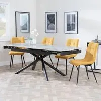 Apollo Extendable Dining Set with Corona Chairs - Grey, Yellow