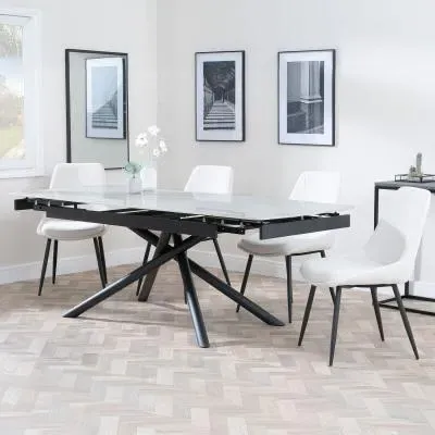 Apollo Extendable Dining Set with Darwin Chairs - Grey, Ceramic