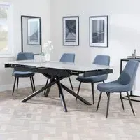 Apollo Extendable Dining Set with Darwin Chairs - Grey, Ceramic