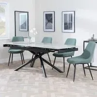 Apollo Extendable Dining Set with Darwin Chairs - Grey, Ceramic