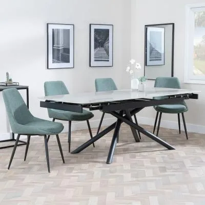 Apollo Extendable Dining Set with Darwin Chairs - Grey, Ceramic