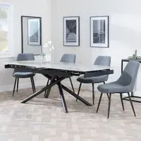 Apollo Extendable Dining Set with Darwin Chairs - Grey, Ceramic