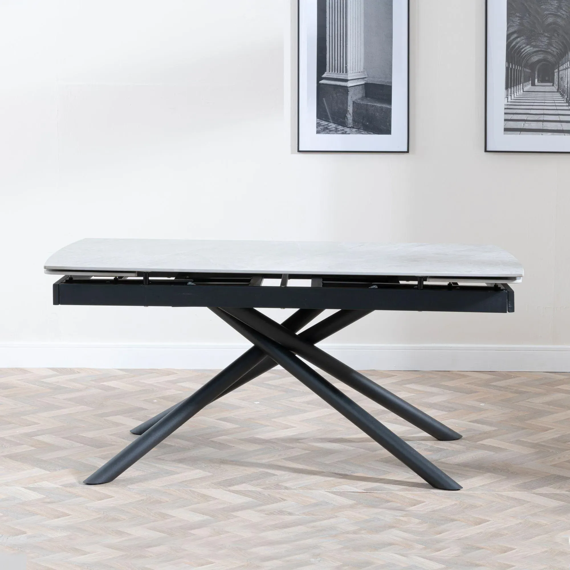 Apollo Extendable Dining Set with Darwin Chairs - Grey, Ceramic