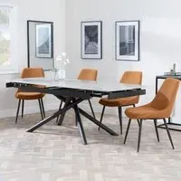 Apollo Extendable Dining Set with Darwin Chairs - Grey, Ceramic