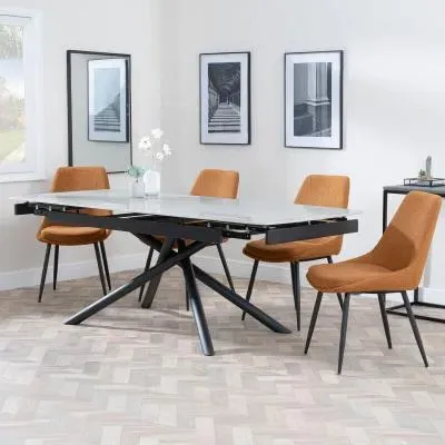 Apollo Extendable Dining Set with Darwin Chairs - Grey, Ceramic