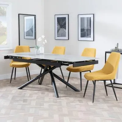 Apollo Extendable Dining Set with Darwin Chairs - Grey, Ceramic