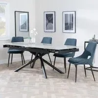 Apollo Extendable Dining Set with Peyton Chairs - Grey, Blue