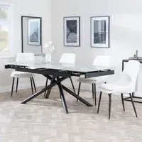 Apollo Extendable Dining Set with Peyton Chairs - Grey, Cream