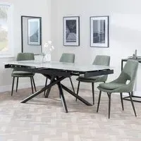 Apollo Extendable Dining Set with Peyton Chairs - Grey, Green