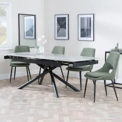 Apollo Extendable Dining Set with Peyton Chairs - Grey, Green