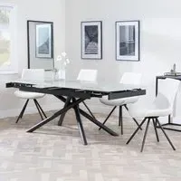 Apollo Extendable Dining Set with Swivel Chairs - Grey, Ceramic