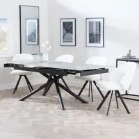 Apollo Extendable Dining Set with Swivel Chairs - Grey, Ceramic