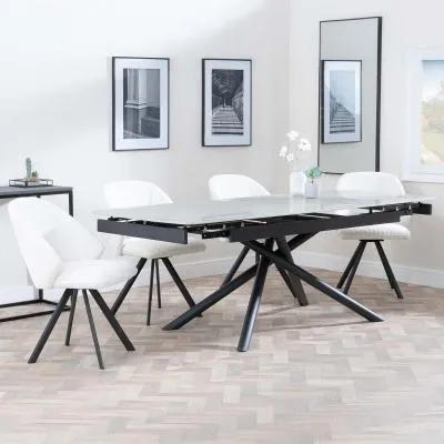 Apollo Extendable Dining Set with Swivel Chairs - Grey, Ceramic