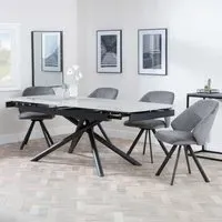 Apollo Extendable Dining Set with Swivel Chairs - Grey, Ceramic