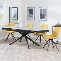 Apollo Extendable Dining Set with Swivel Chairs - Grey, Ceramic