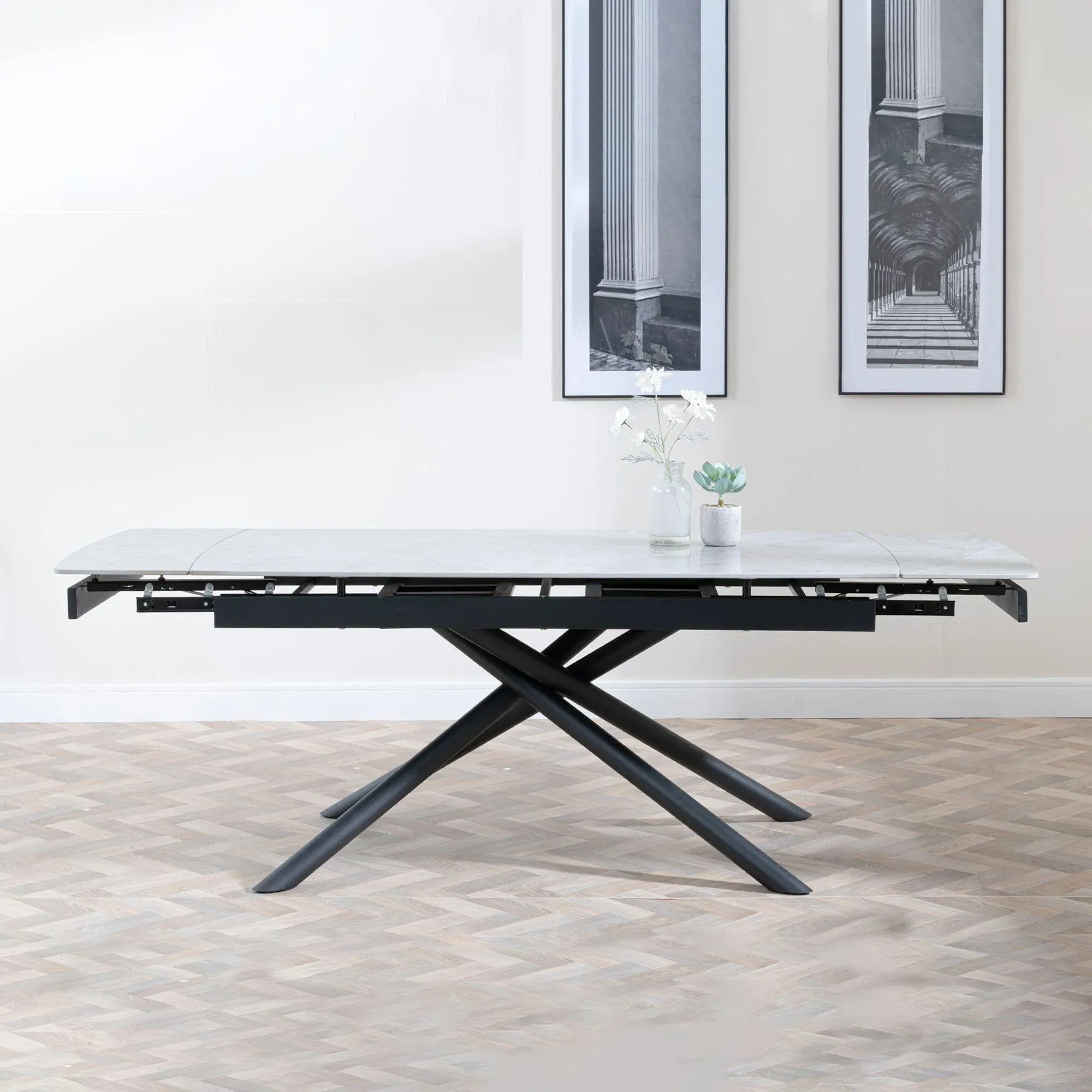 Apollo Extending Dining Set with Ace Swivel Chairs - Grey