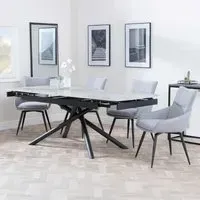 Apollo Extending Dining Set with Ace Swivel Chairs - Grey