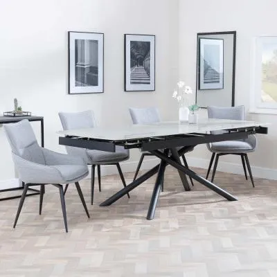 Apollo Extending Dining Set with Ace Swivel Chairs - Grey