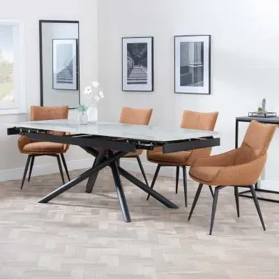 Apollo Extending Dining Set with Ace Swivel Chairs - Orange