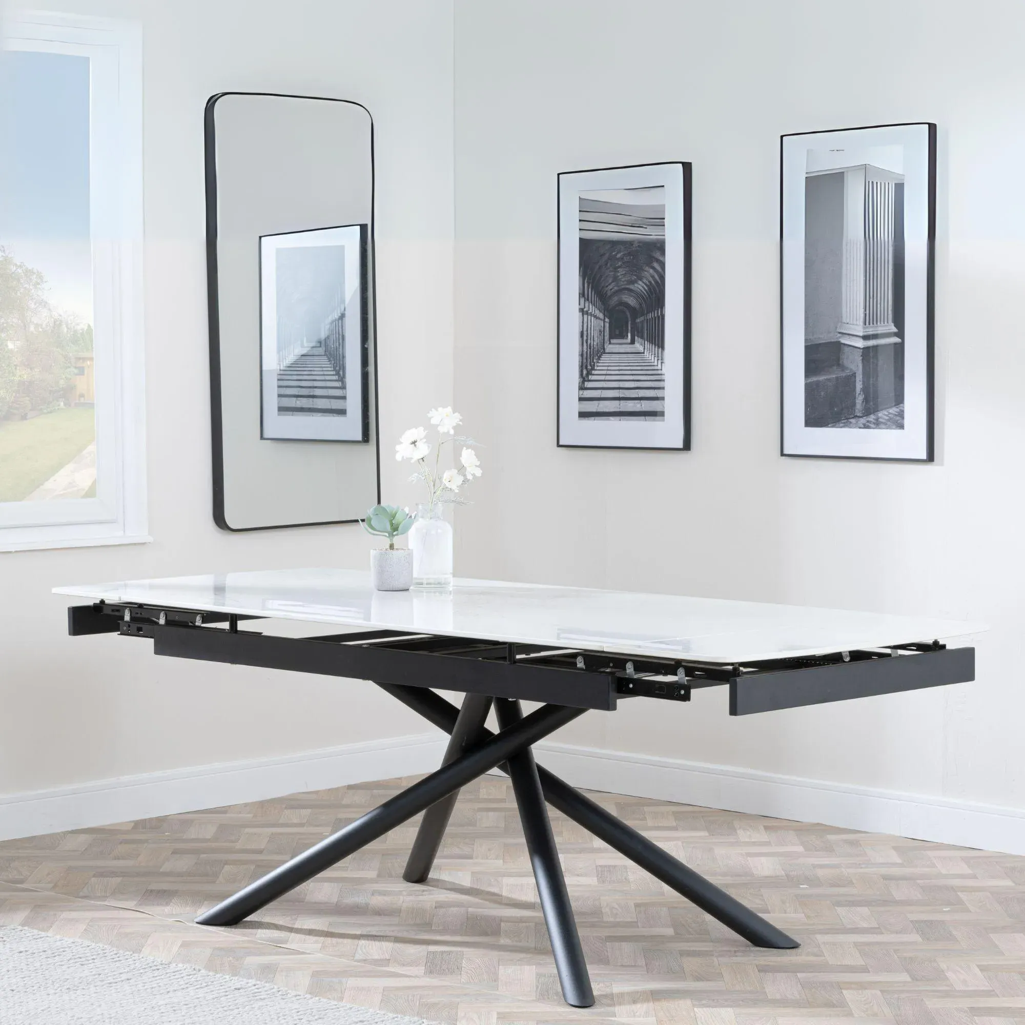 Apollo Extending Dining Set with Arctic Chair - White, Velvet