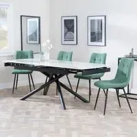 Apollo Extending Dining Set with Corona Chair - White, Ceramic