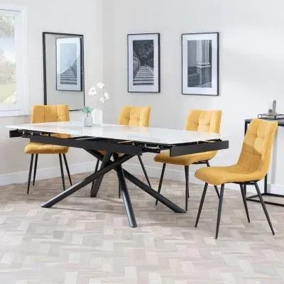 Apollo Extending Dining Set with Corona Chair - White, Ceramic image