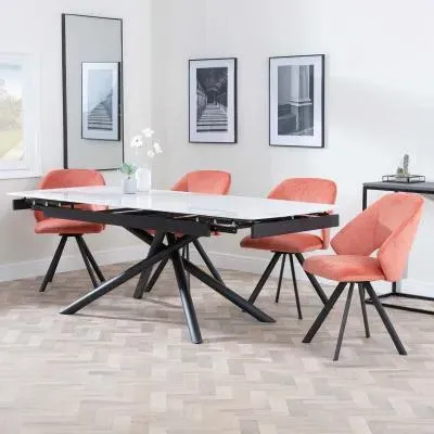 Apollo Extending Dining Set with Ion Swivel Chair - Orange, Velvet