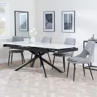 Apollo Extending Dining Set with Peyton Chair - White, Ceramic