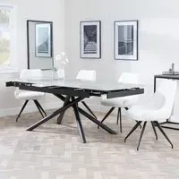 Apollo Extending Dining Set with Swivel Chairs - Cream, Ceramic