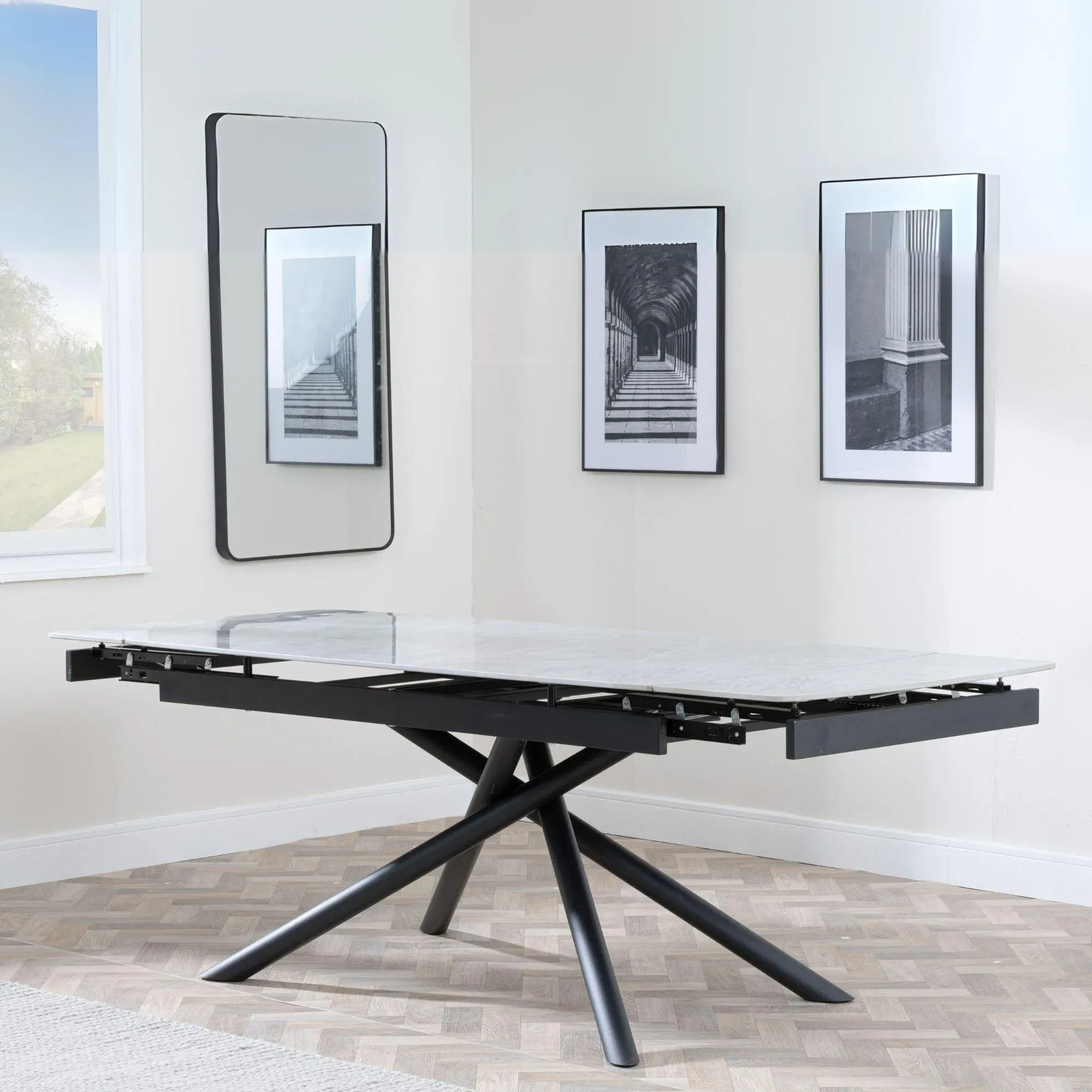 Apollo Extending Dining Set with Theo Swivel Chair - Dark Grey, Ceramic