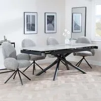 Apollo Extending Dining Set with Theo Swivel Chair - Dark Grey, Ceramic