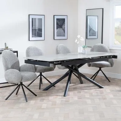 Apollo Extending Dining Set with Theo Swivel Chair - Dark Grey, Ceramic image