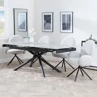 Apollo Extending Dining Set with Theo Swivel Chair - Grey, Ceramic