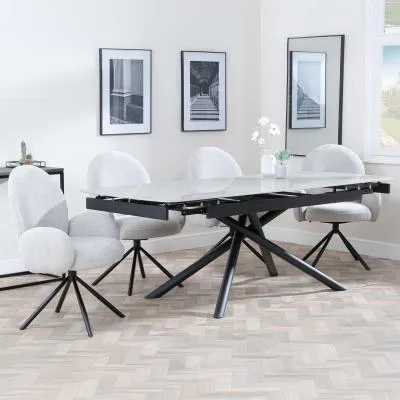 Apollo Extending Dining Set with Theo Swivel Chair - Grey, Ceramic