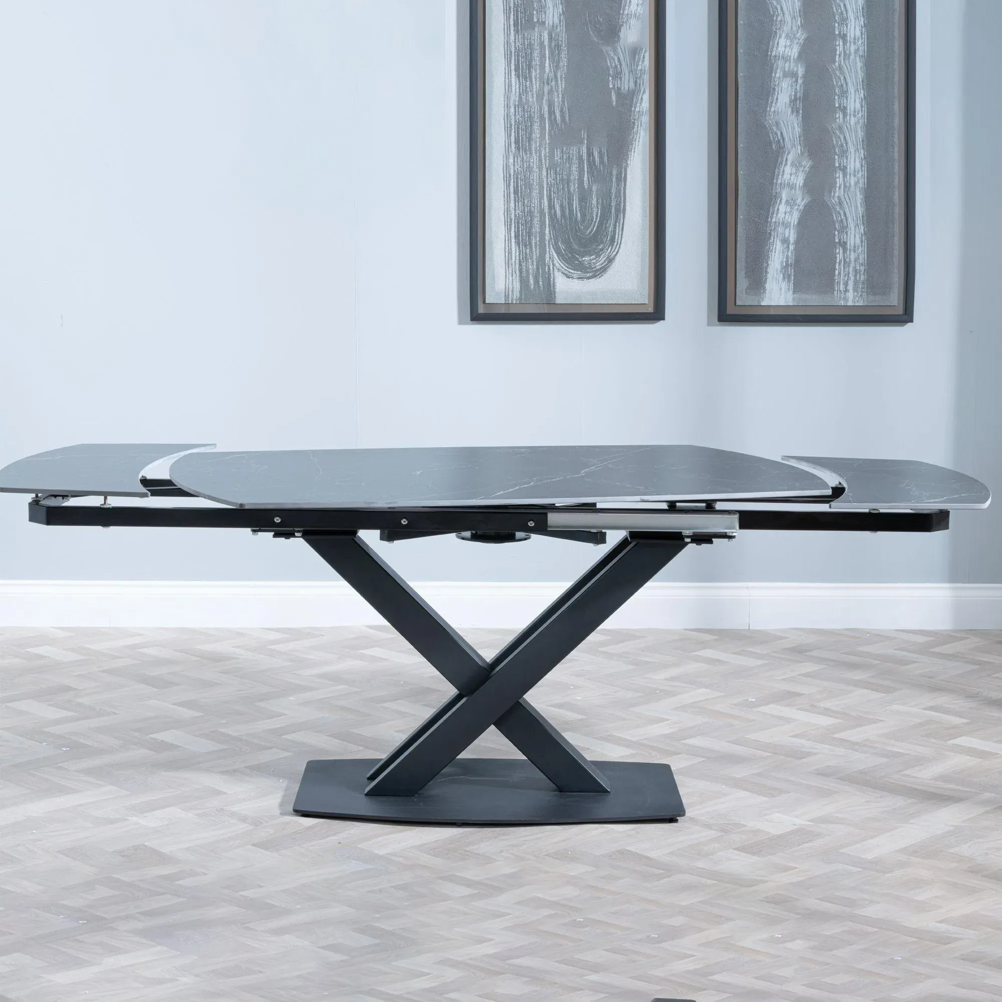 Arctic 6-8 Seater Extending Dining Table with Cross Base - Black