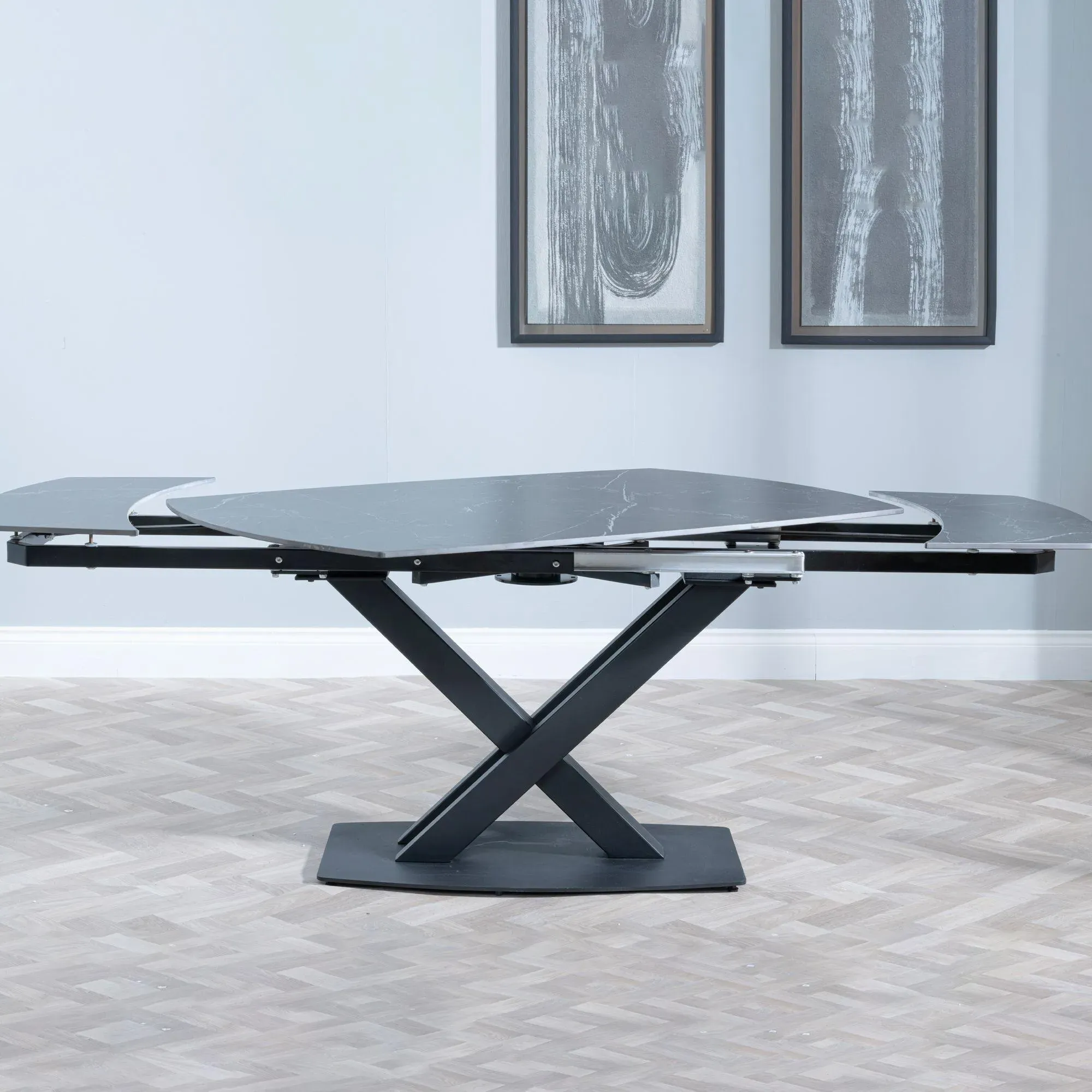 Arctic 6-8 Seater Extending Dining Table with Cross Base - Black