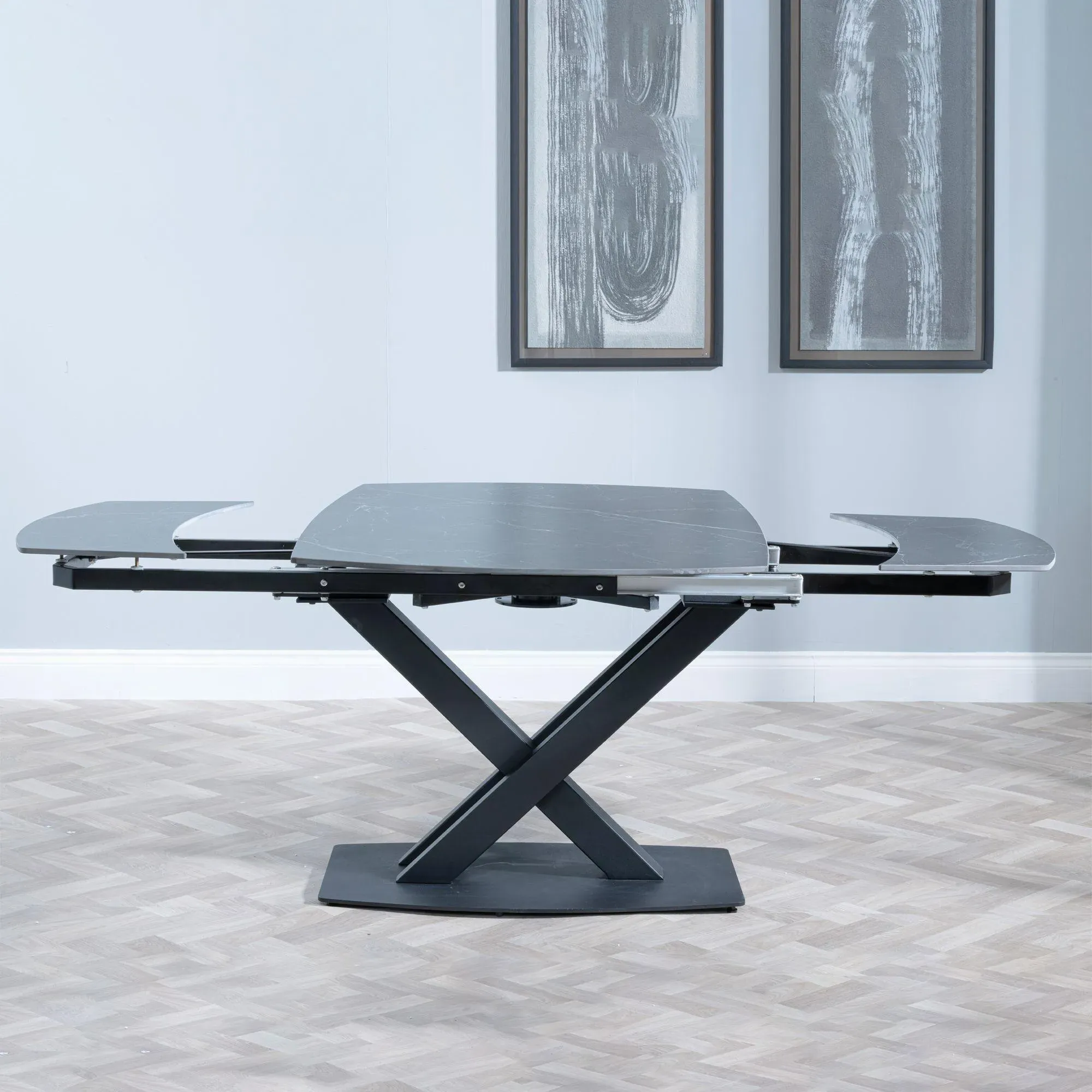 Arctic 6-8 Seater Extending Dining Table with Cross Base - Black