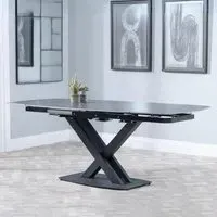 Arctic 6-8 Seater Extending Dining Table with Cross Base - Black