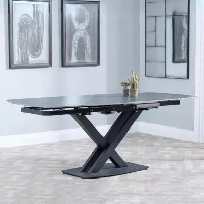 Arctic 6-8 Seater Extending Dining Table with Cross Base - Black image