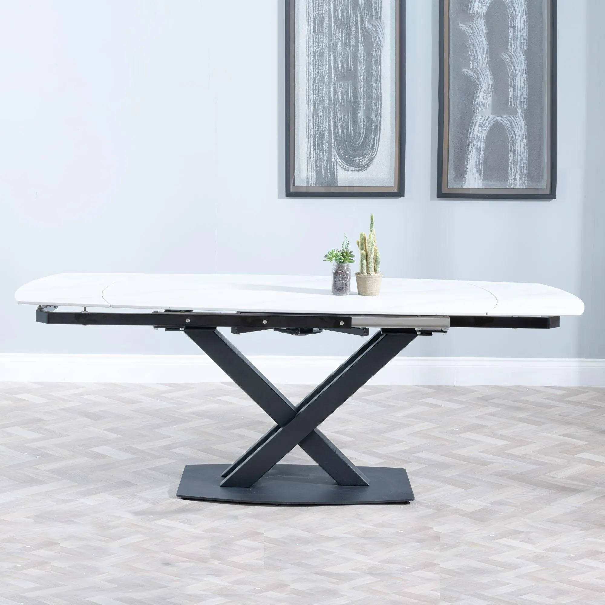 Arctic 6-8 Seater Extending Dining Table with Cross Base - White