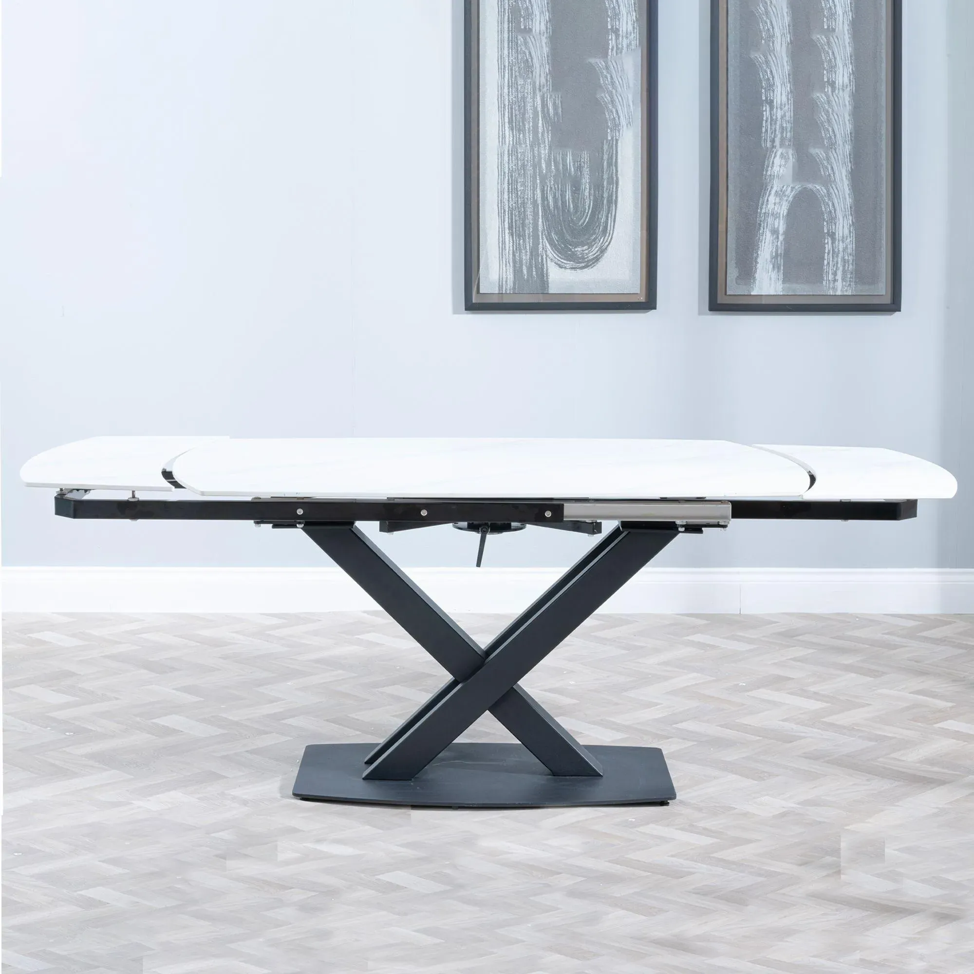 Arctic 6-8 Seater Extending Dining Table with Cross Base - White