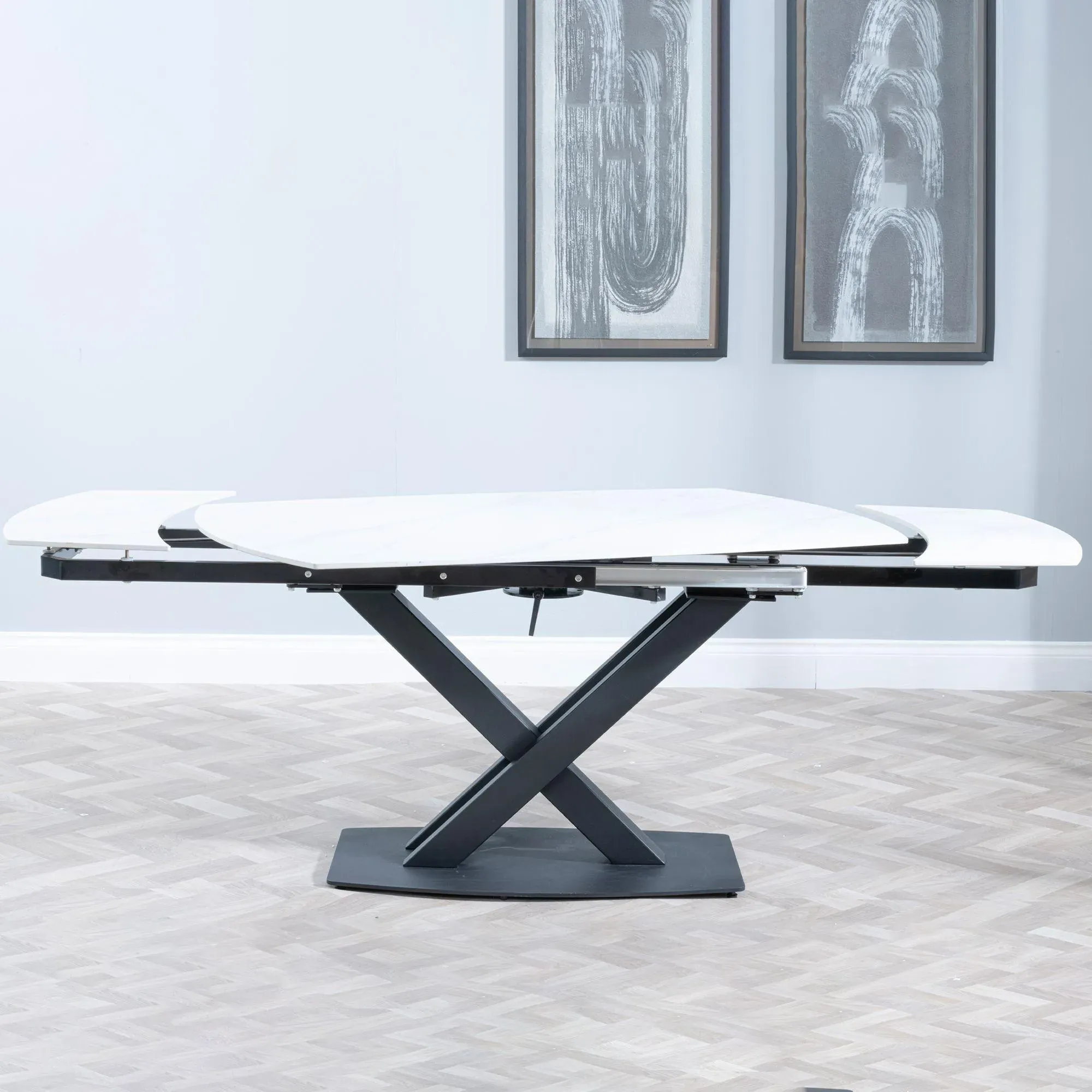 Arctic 6-8 Seater Extending Dining Table with Cross Base - White