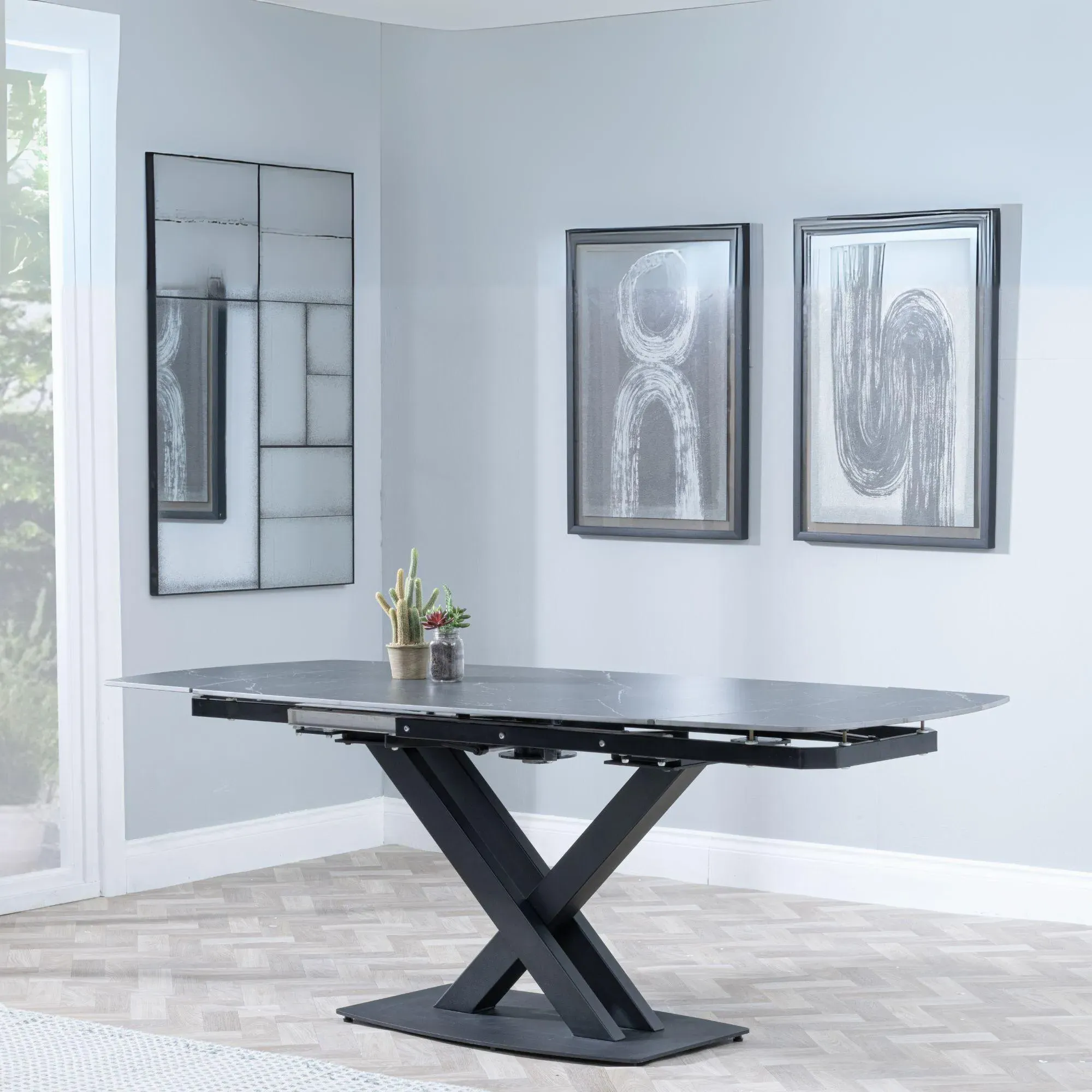 Arctic Extending Dining Set with Boden Chair - Black, Ceramic