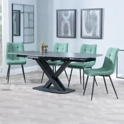 Arctic Extending Dining Set with Corona Chair - Black, Ceramic
