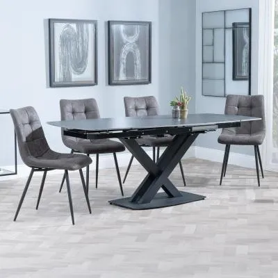 Arctic Extending Dining Set with Corona Chair - Black, Ceramic image