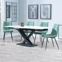 Arctic Extending Dining Set with Corona Chair - White, Ceramic