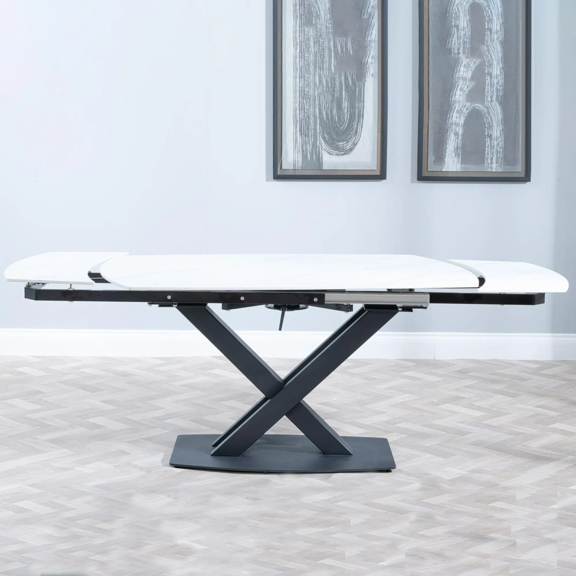 Arctic Extending Dining Set with Corona Chair - White, Yellow