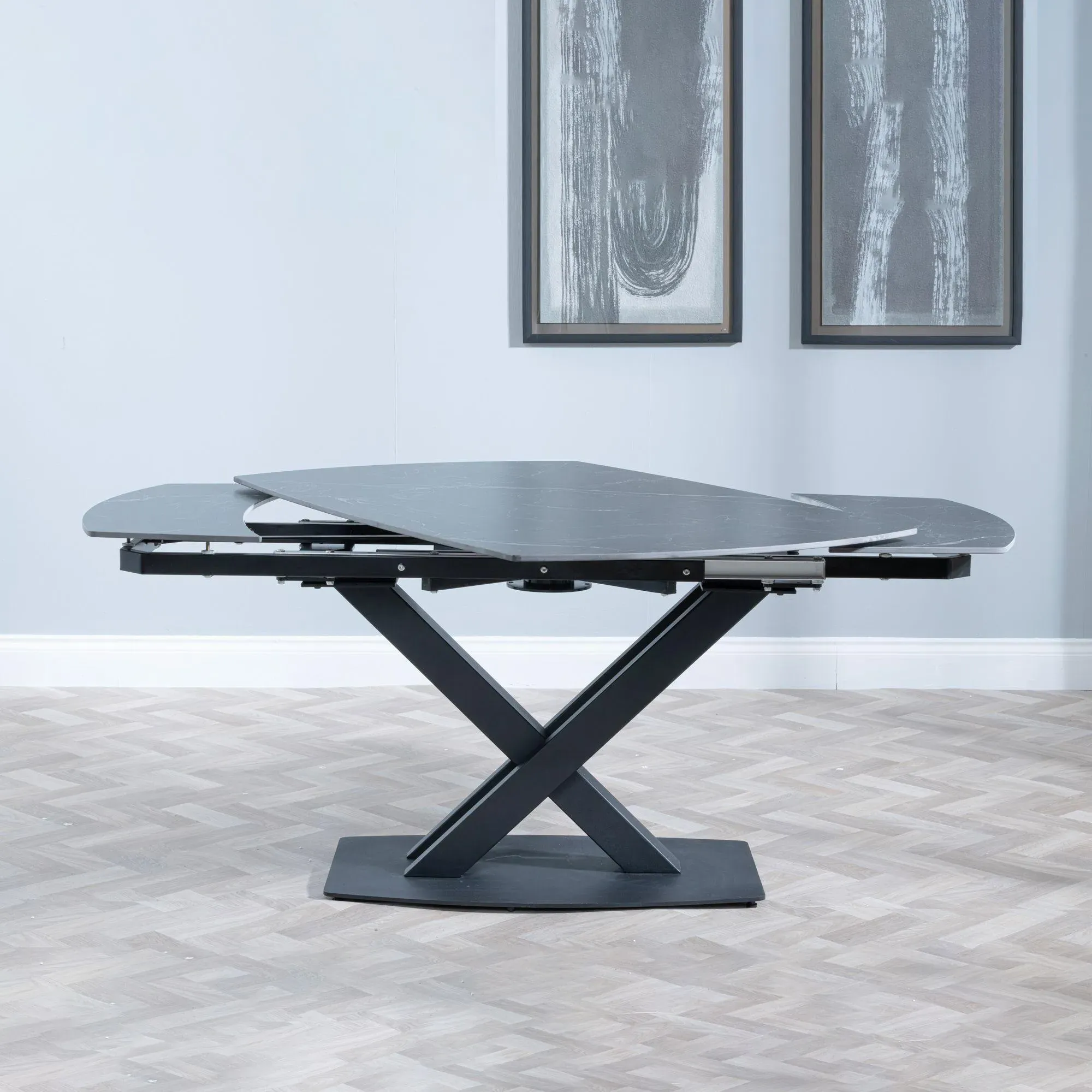 Arctic Extending Dining Set with Darwin Chair - Black, Ceramic